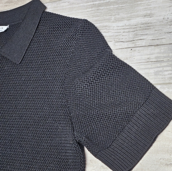 Akris Punto Open Knit Mesh Button-Down Polo Cardigan Top Short Sleeve Old Money - Picture 9 of 13